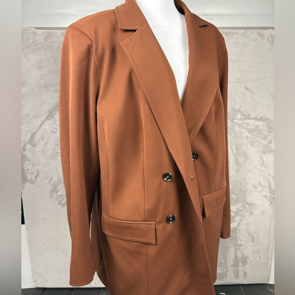 Universal Standard Brown Double Breasted Blazer S… - image 3